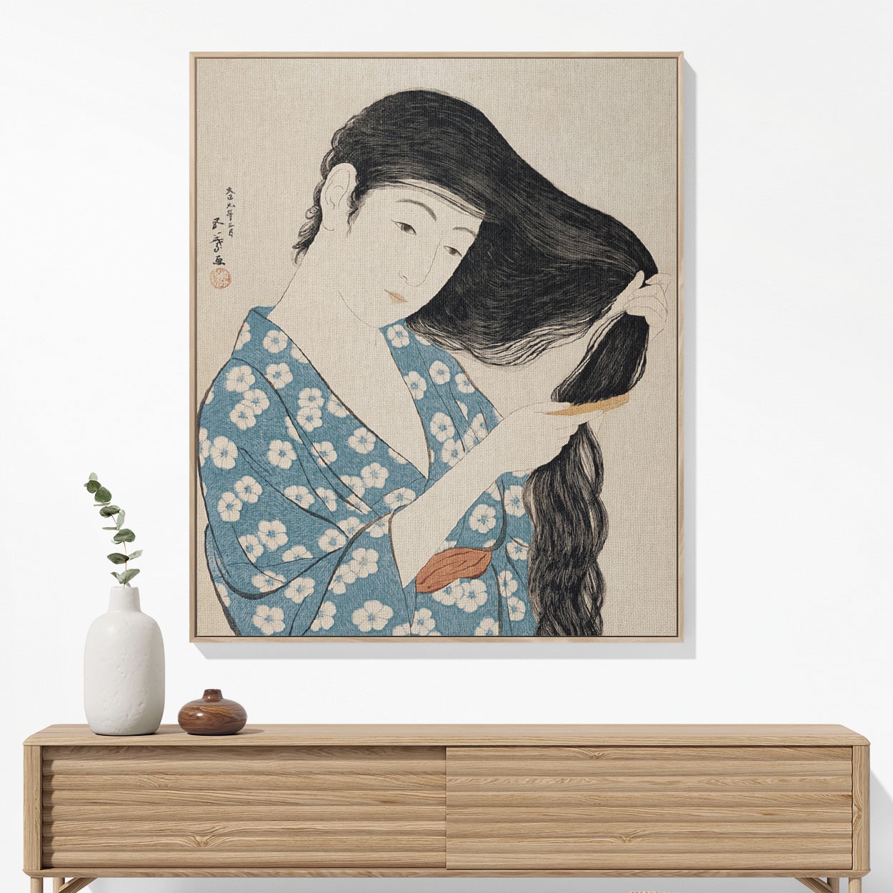 Japanese Woven Blanket Woven Blanket Hanging on a Wall as Framed Wall Art