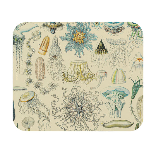 Jelly Fish Mouse Pad showcasing sea life painting, ideal for oceanic desk and office decor.