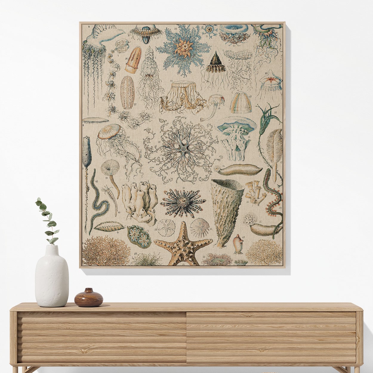 Jelly Fish Woven Blanket Woven Blanket Hanging on a Wall as Framed Wall Art