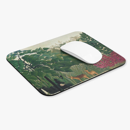 Jungle Computer Desk Mouse Pad With White Mouse