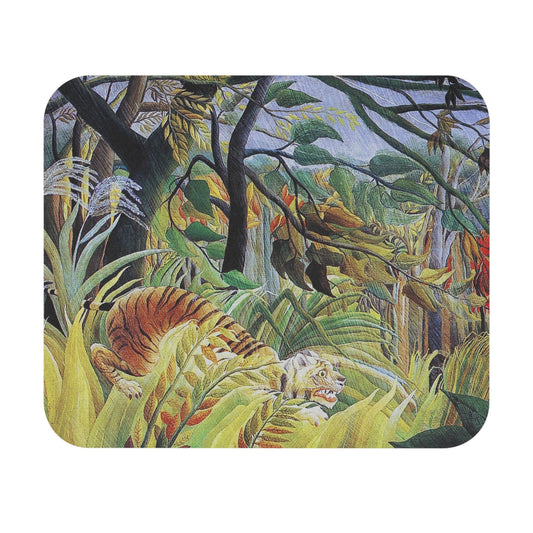 Jungle Landscape Mouse Pad with scared tiger art, desk and office decor showcasing vivid jungle scenes.