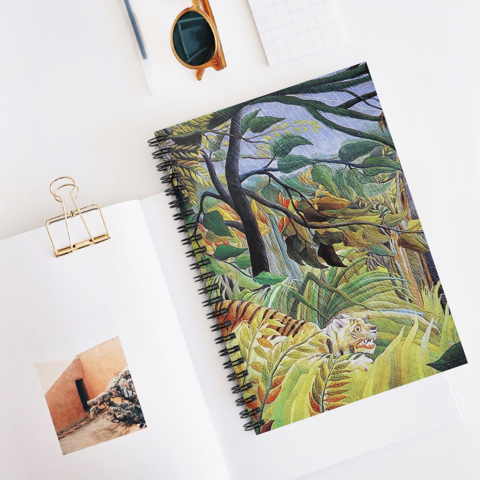 Jungle Landscape Spiral Notebook Displayed on Desk