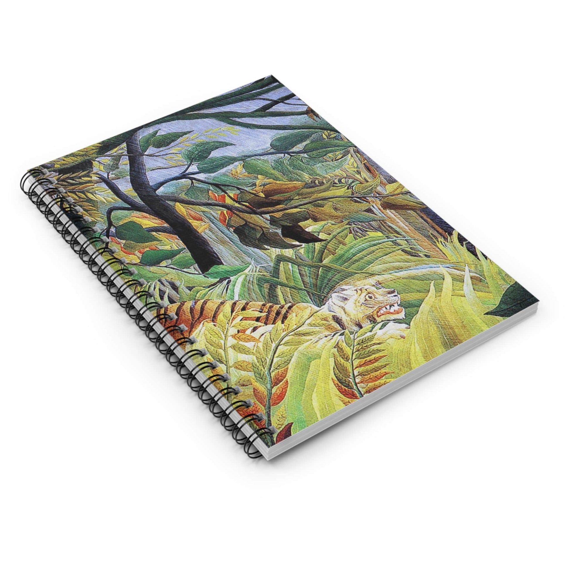 Jungle Landscape Spiral Notebook Laying Flat on White Surface