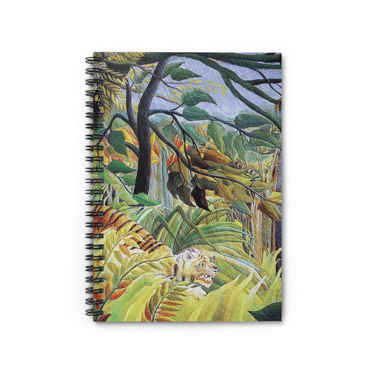 Jungle Landscape Notebook with scared tiger cover, ideal for journals and planners, featuring jungle landscapes with a scared tiger.