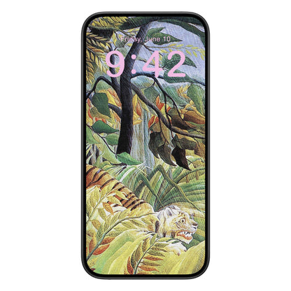 Jungle Landscape Phone Wallpaper Pink Text