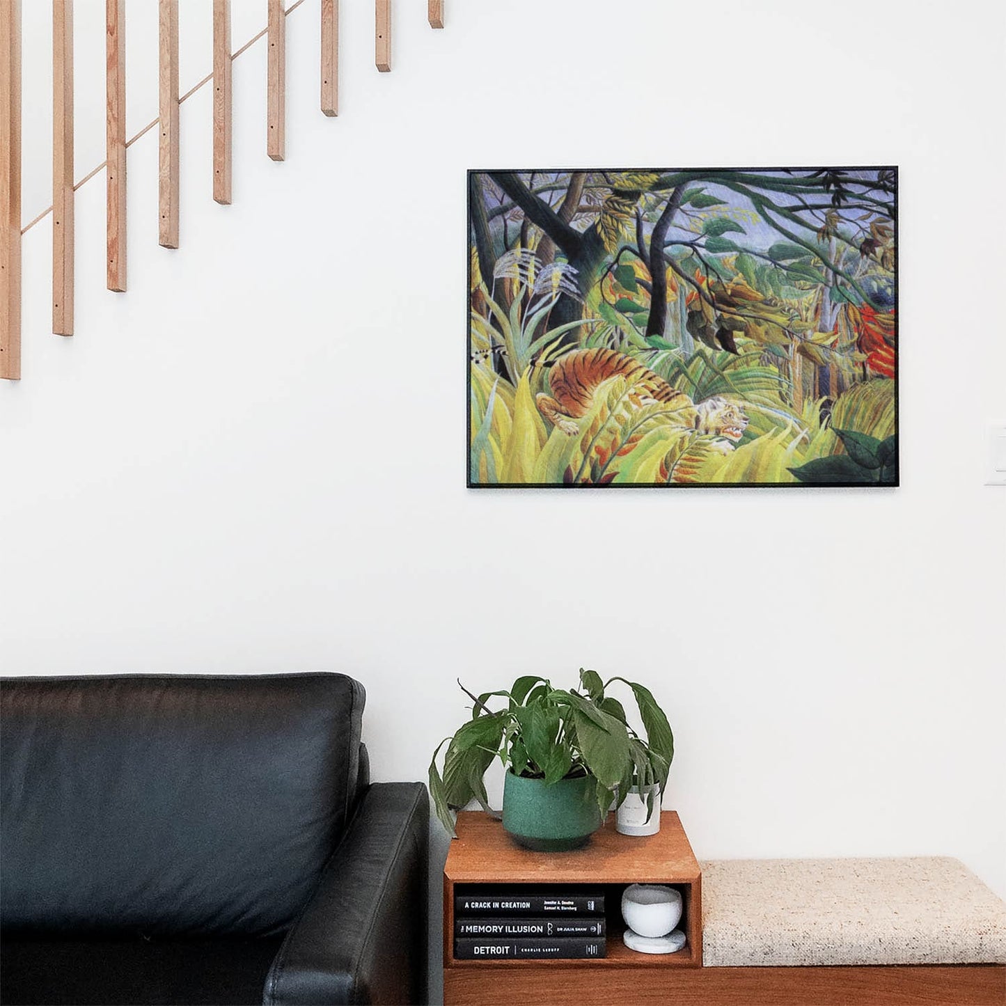 Jungle Landscape Wall Art Print in a Picture Frame on Living Room Wall