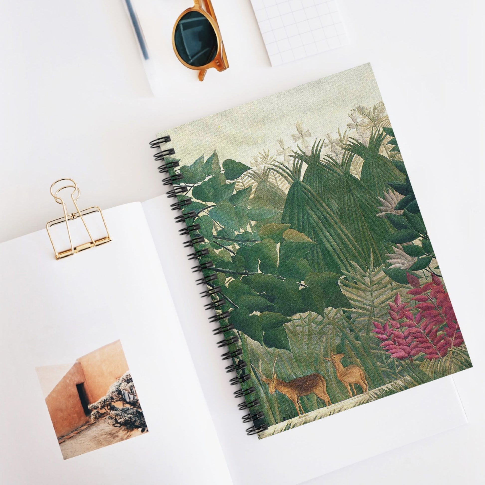 Jungle Spiral Notebook Displayed on Desk