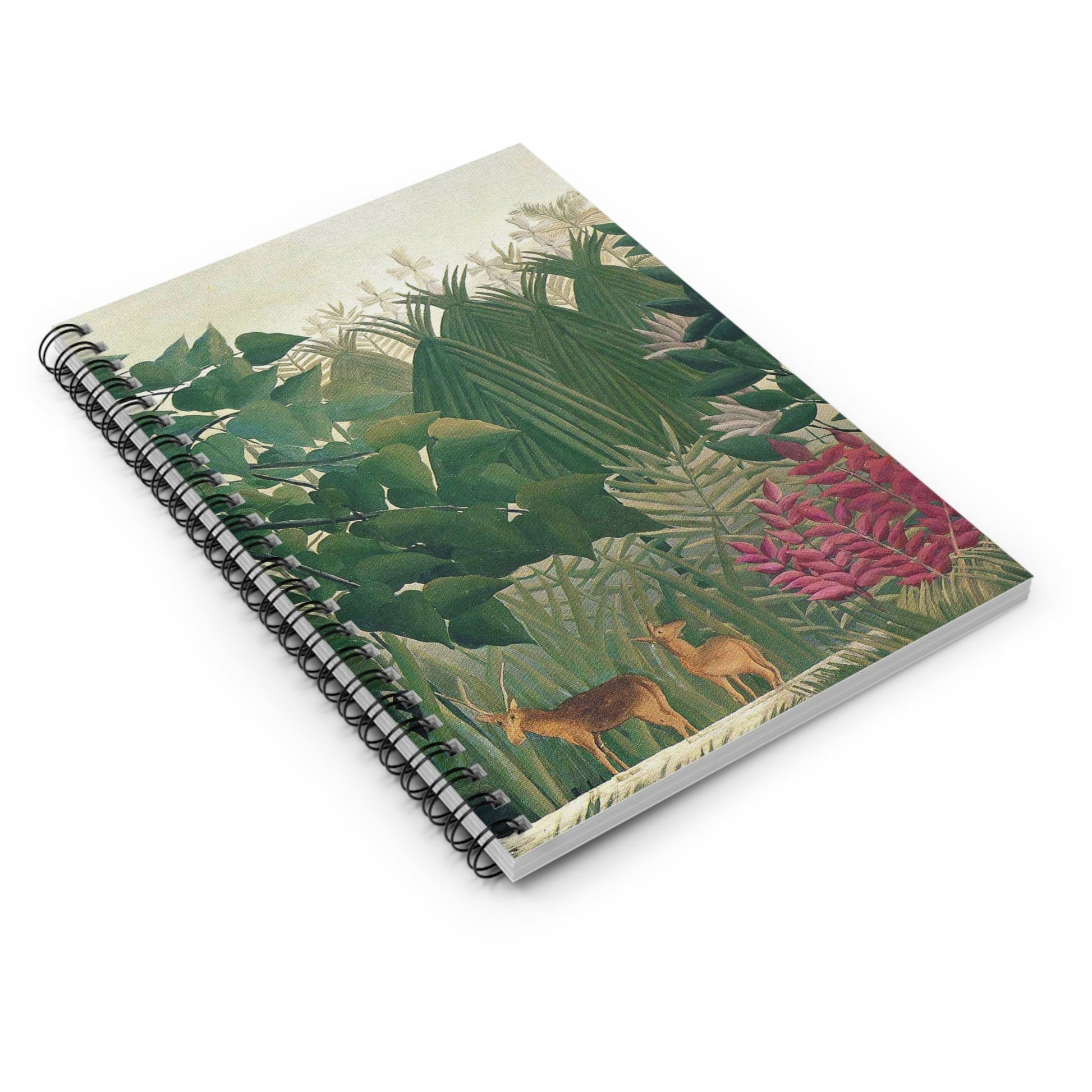 Jungle Spiral Notebook Laying Flat on White Surface