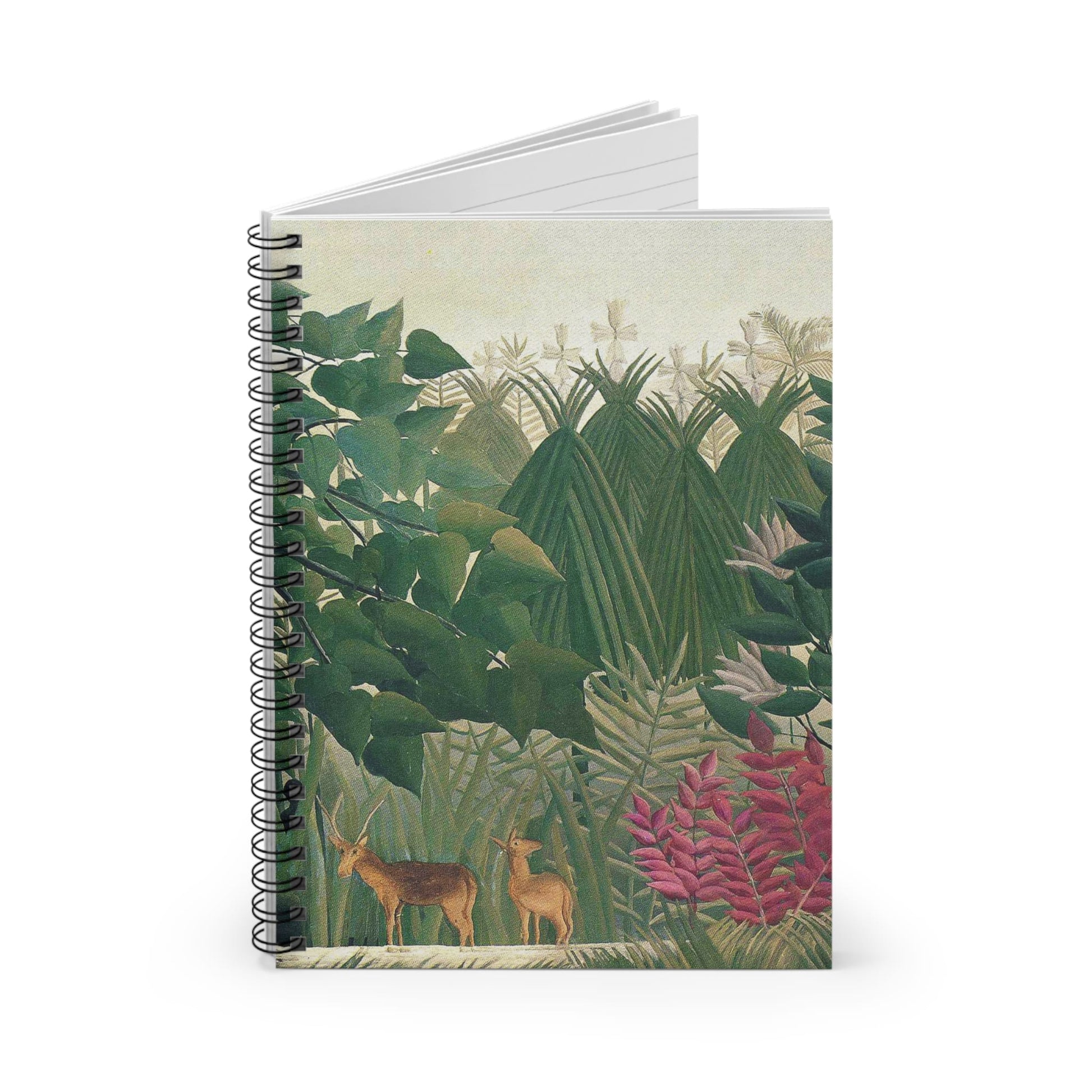 Jungle Spiral Notebook Standing up on White Desk