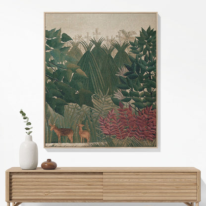 Jungle Woven Blanket Hanging on a Wall as Framed Wall Art