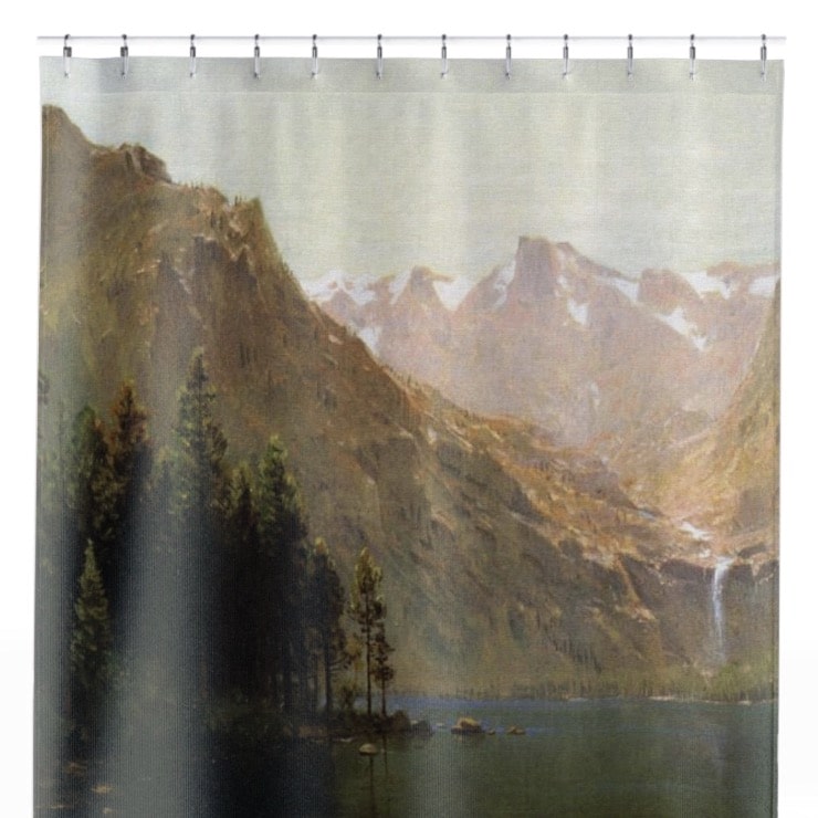 Lake and Mountains Shower Curtain Close Up, Landscapes Shower Curtains