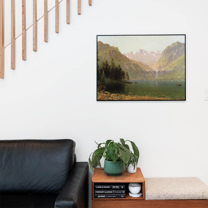 Lake and Mountains Wall Art Print in a Picture Frame on Living Room Wall