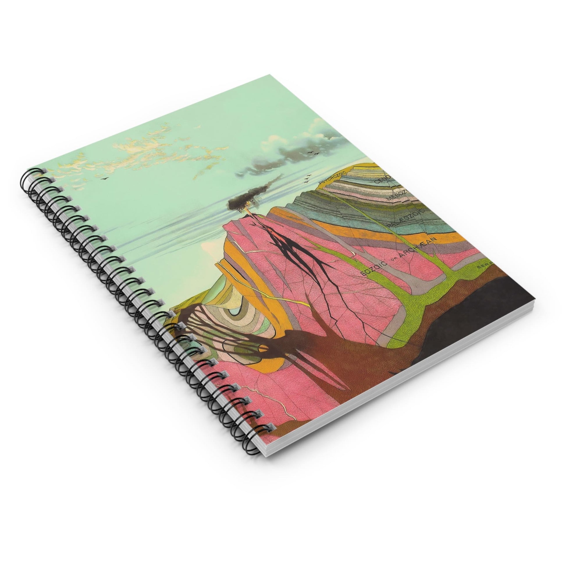 Layers of the Earth Spiral Notebook Laying Flat on White Surface