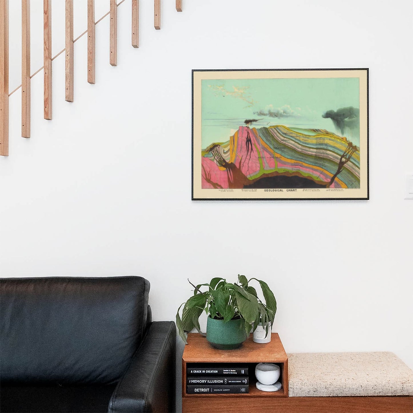 Layers of the Earth Wall Art Print in a Picture Frame on Living Room Wall