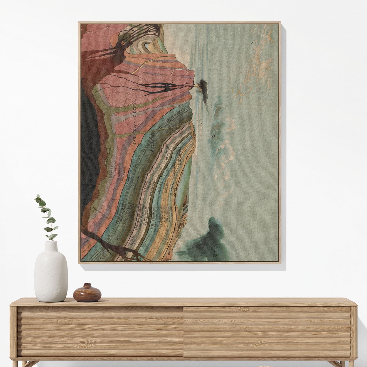 Layers of the Earth Woven Blanket Woven Blanket Hanging on a Wall as Framed Wall Art