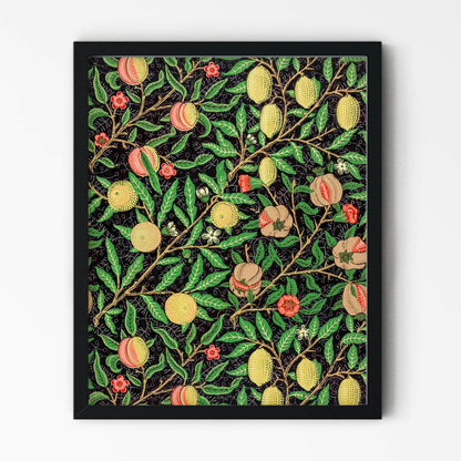 Plants and Citrus Painting in Black Picture Frame