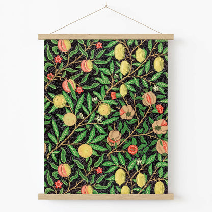 Plants and Citrus Art Print in Wood Hanger Frame on Wall