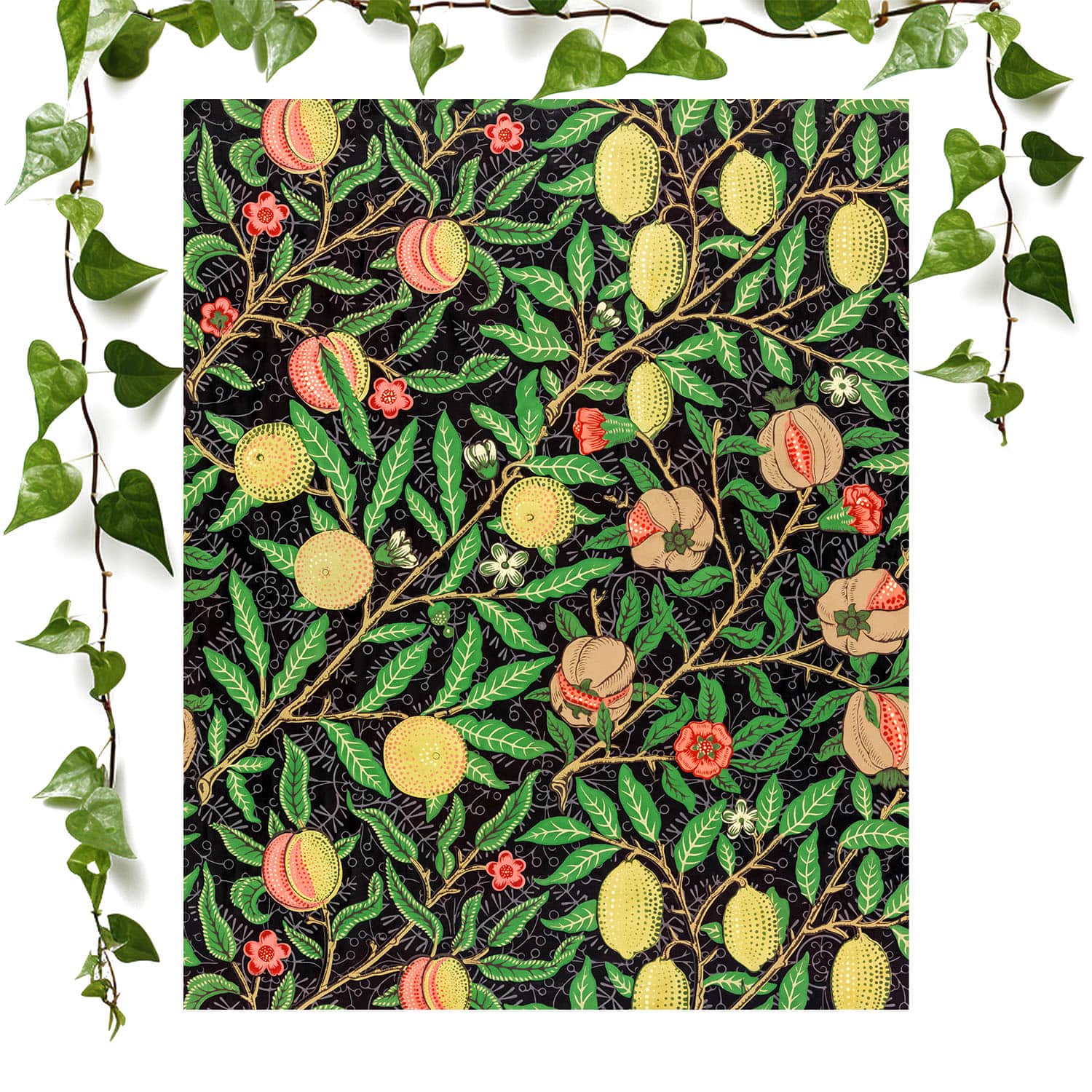 Lemons art print fruit pattern by william morris vintage wall art