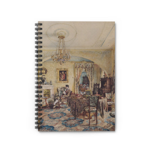 Light Academia Interior Notebook with Living Room cover, great for journaling and planning, highlighting light academia living room aesthetics.