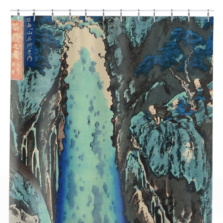 Light Blue Nature Shower Curtain Close Up, Japanese Shower Curtains