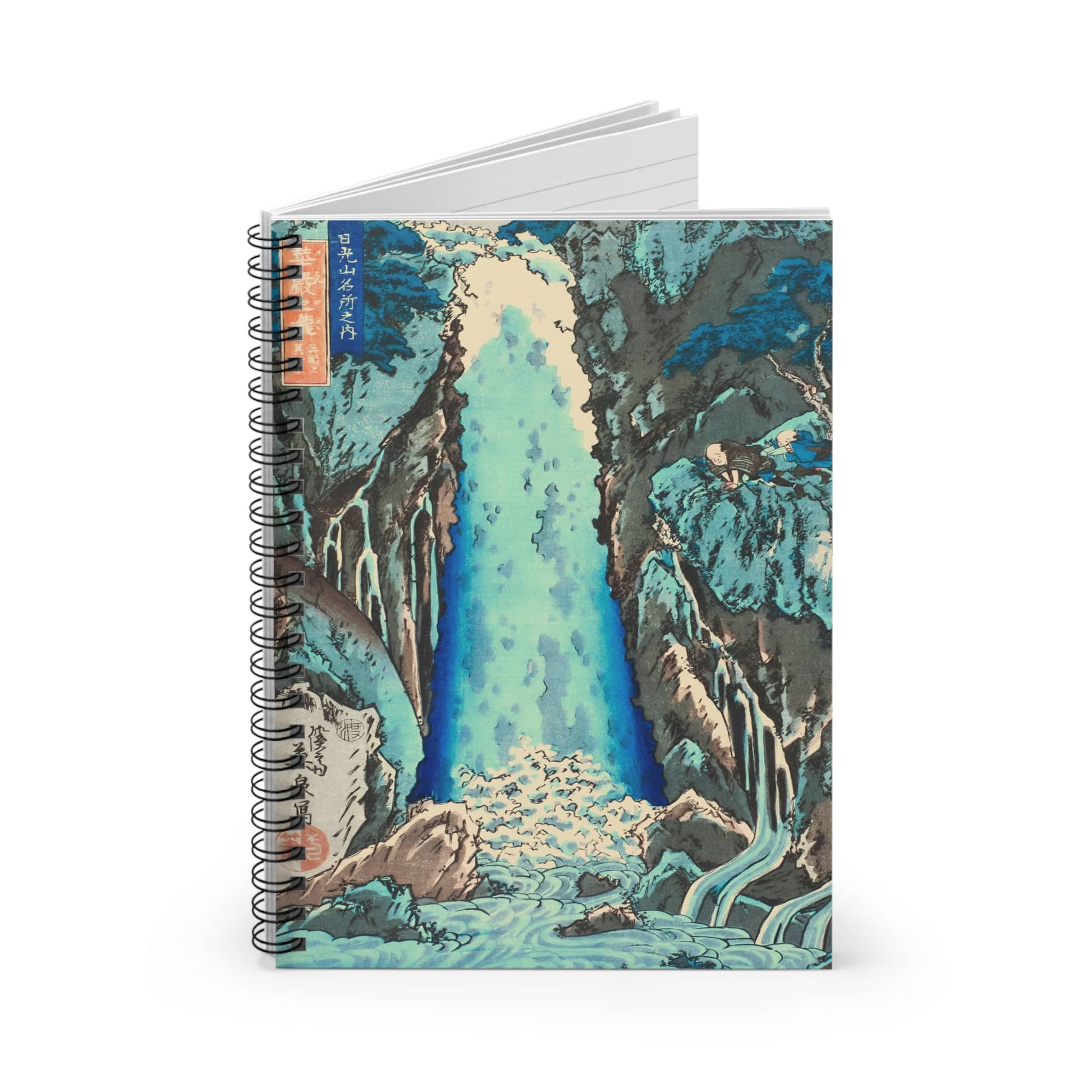 Light Blue Nature Spiral Notebook Standing up on White Desk