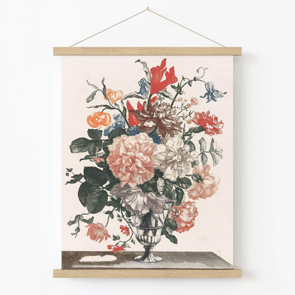 Flower Bouquet Art Print in Wood Hanger Frame on Wall