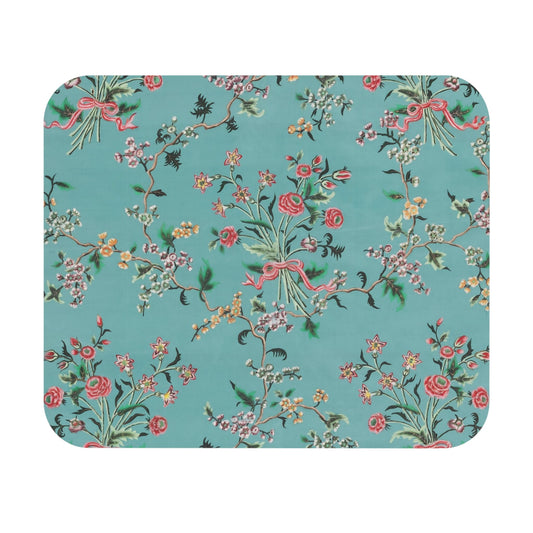 Light Floral Mouse Pad showcasing a light blue and pink design, adding elegance to desk and office decor.