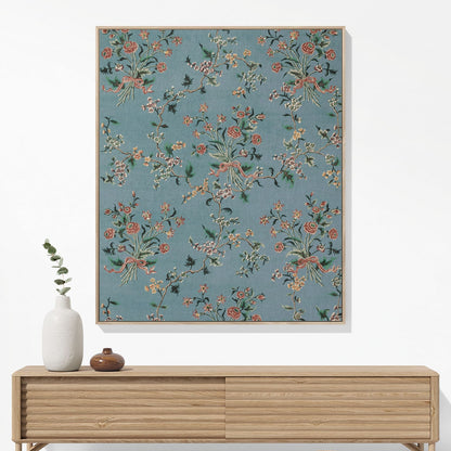 Light Floral Woven Blanket Hanging on a Wall as Framed Wall Art