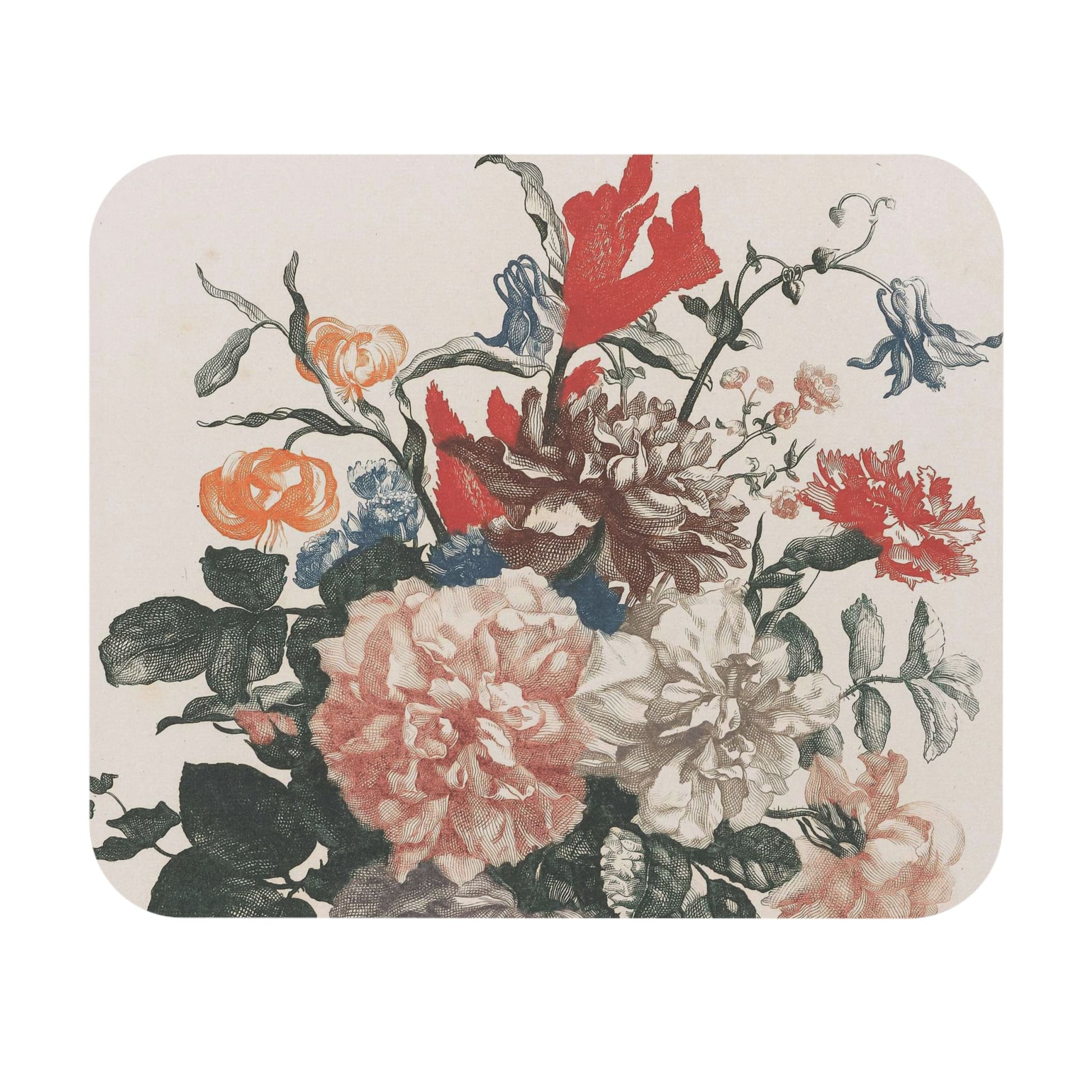 Light Floral Mouse Pad showcasing Jean Baptiste botanical art, enhancing desk and office decor.