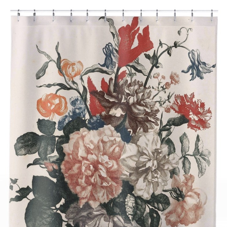 Light Floral Shower Curtain Close Up, Flowers Shower Curtains