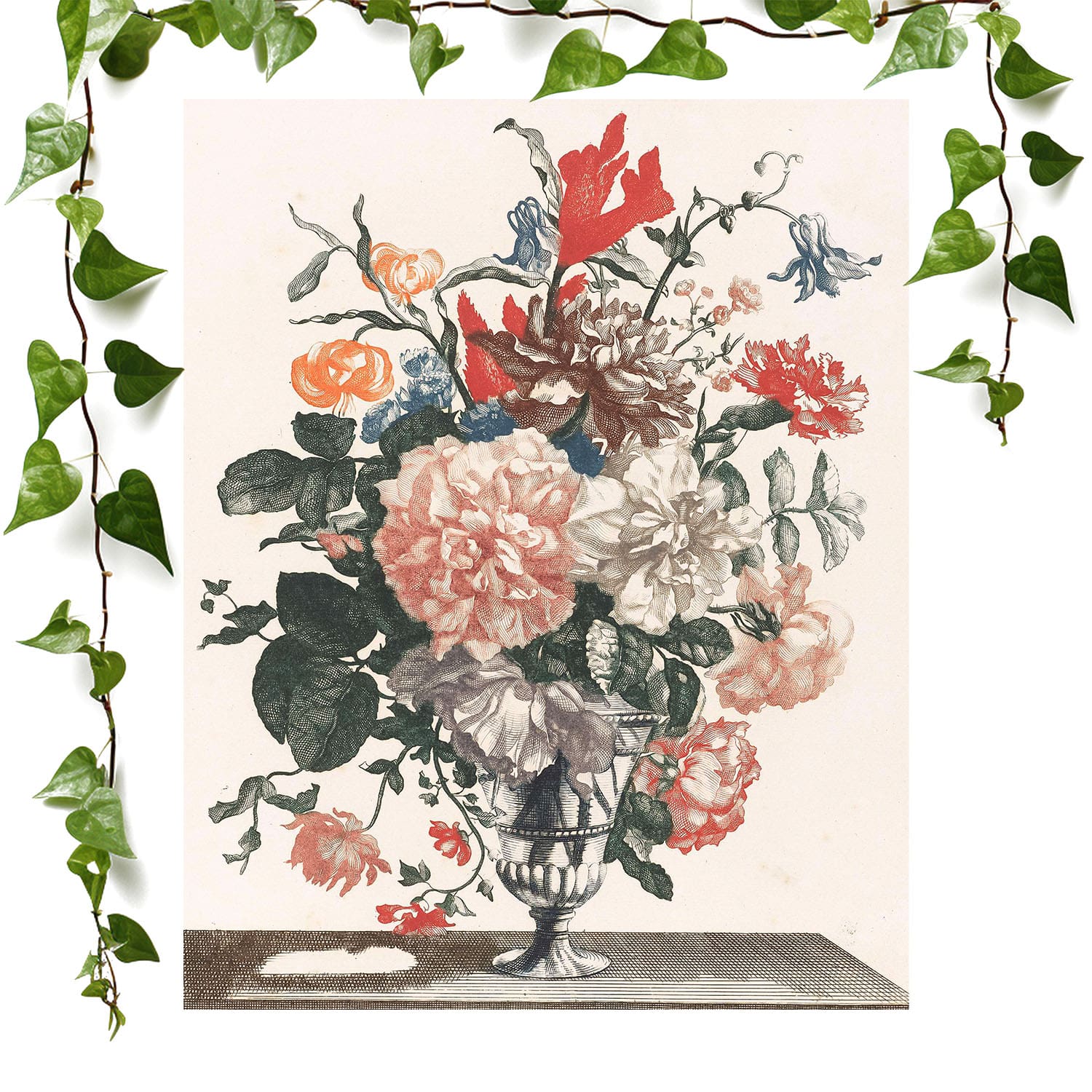 Light Floral art print jean baptiste monnoyer vintage wall art