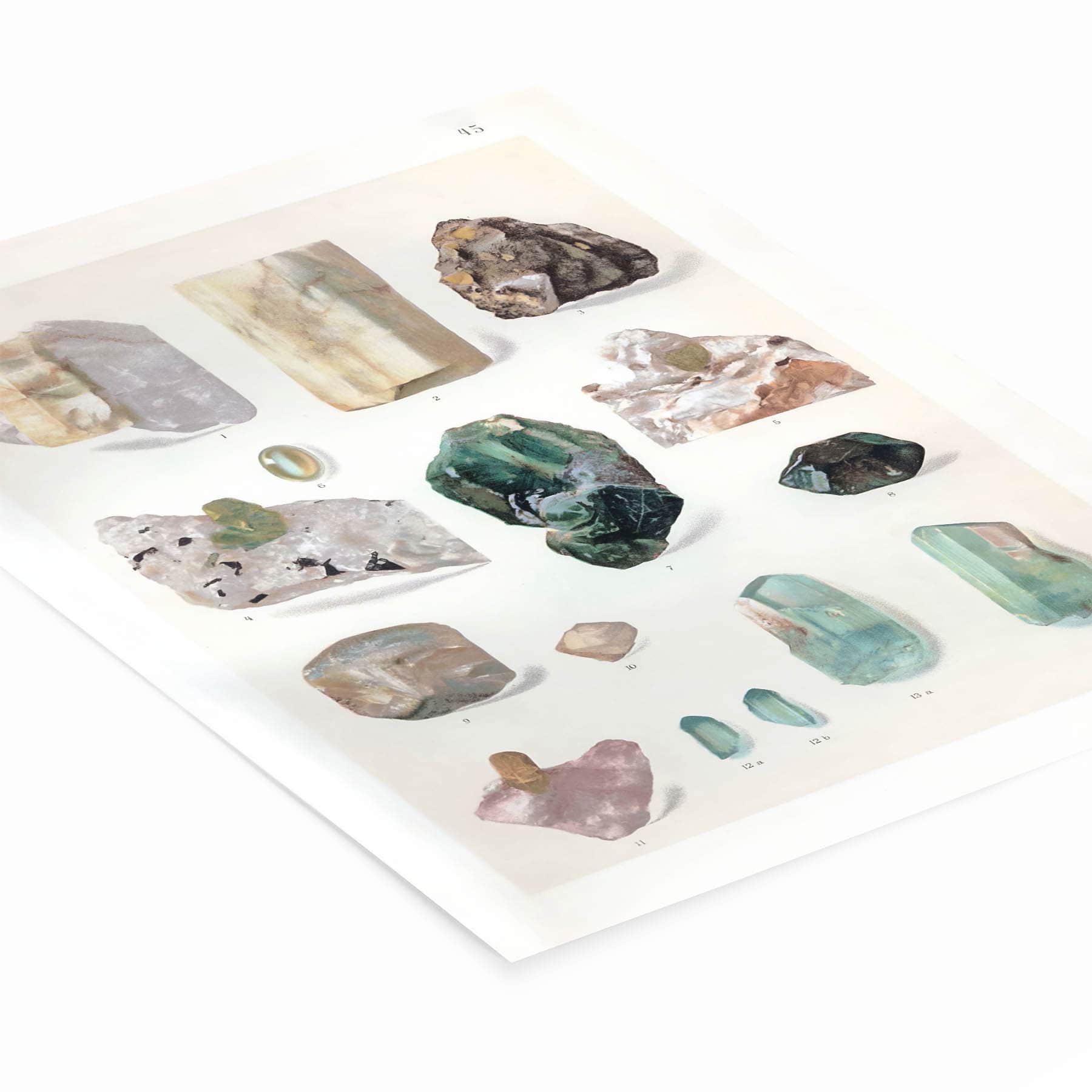 Light Green Gemstone Art Print Laying Flat on a White Background