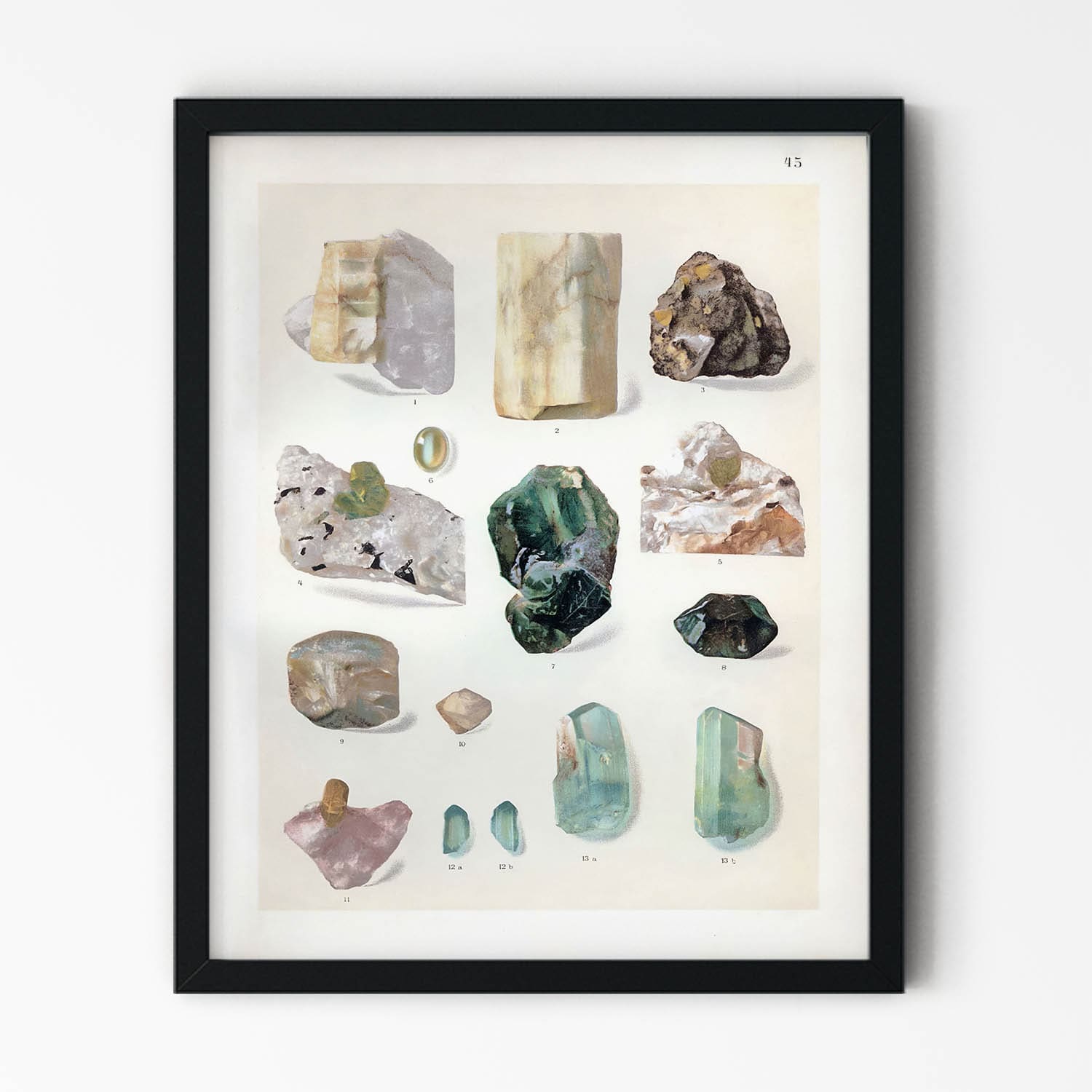 Light Green Gemstone Art Print in Black Picture Frame