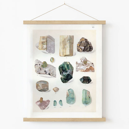 Light Green Gemstone Art Print in Wood Hanger Frame on Wall