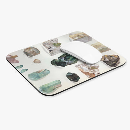 Light Green Gemstone Computer Desk Mouse Pad With White Mouse