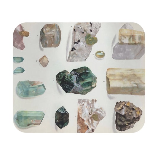 Light Green Gemstone Mouse Pad with rock collection art, desk and office decor featuring light green gemstones.