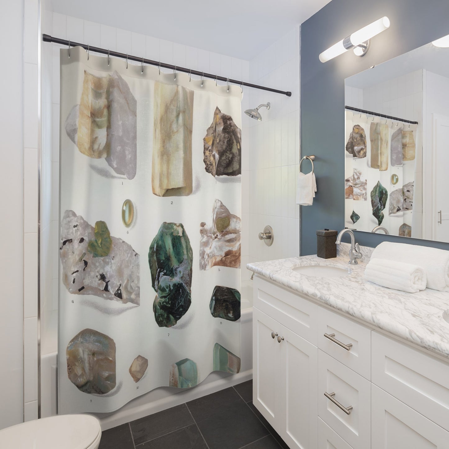 Light Green Gemstone Shower Curtain Best Bathroom Decorating Ideas for Science Decor