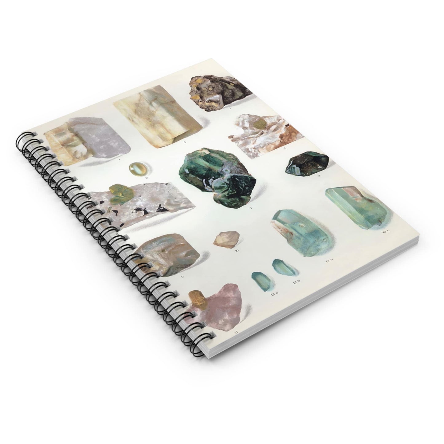 Light Green Gemstone Spiral Notebook Laying Flat on White Surface