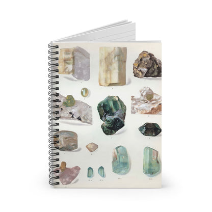 Light Green Gemstone Spiral Notebook Standing up on White Desk