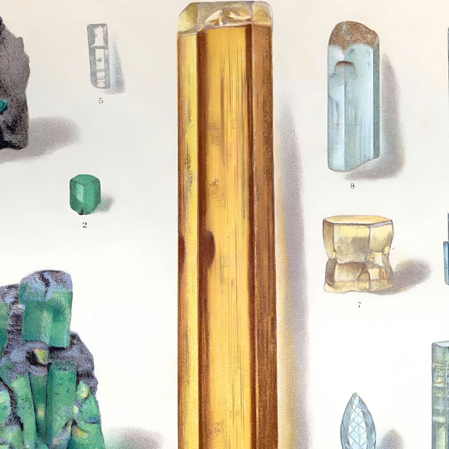Light Green and Blue Crystal Gemstones Art Print Close Up Detail Shot 2