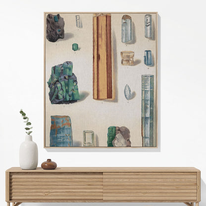 Light Green and Blue Crystal Gemstones Woven Blanket Hanging on a Wall as Framed Wall Art