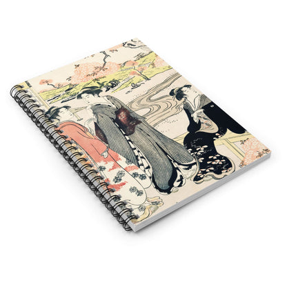 Light Japanese Aesthetic Spiral Notebook Laying Flat on White Surface