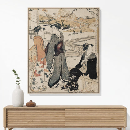 Light Japanese Aesthetic Woven Blanket Hanging on a Wall as Framed Wall Art