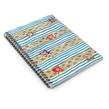 Little Japanese Kites Spiral Notebook Laying Flat on White Surface