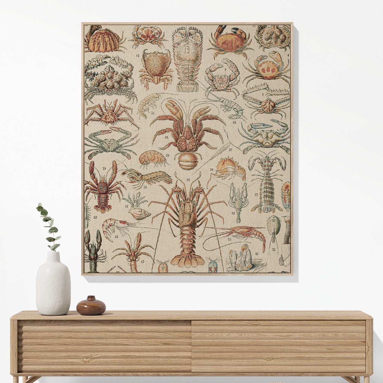 Lobsters and Crabs Woven Blanket Hanging on a Wall as Framed Wall Art