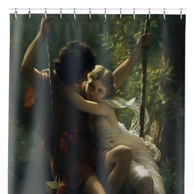 Lovers on a Swing Shower Curtain Close Up, Love and Romance Shower Curtains