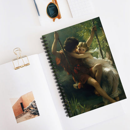 Lovers on a Swing Spiral Notebook Displayed on Desk