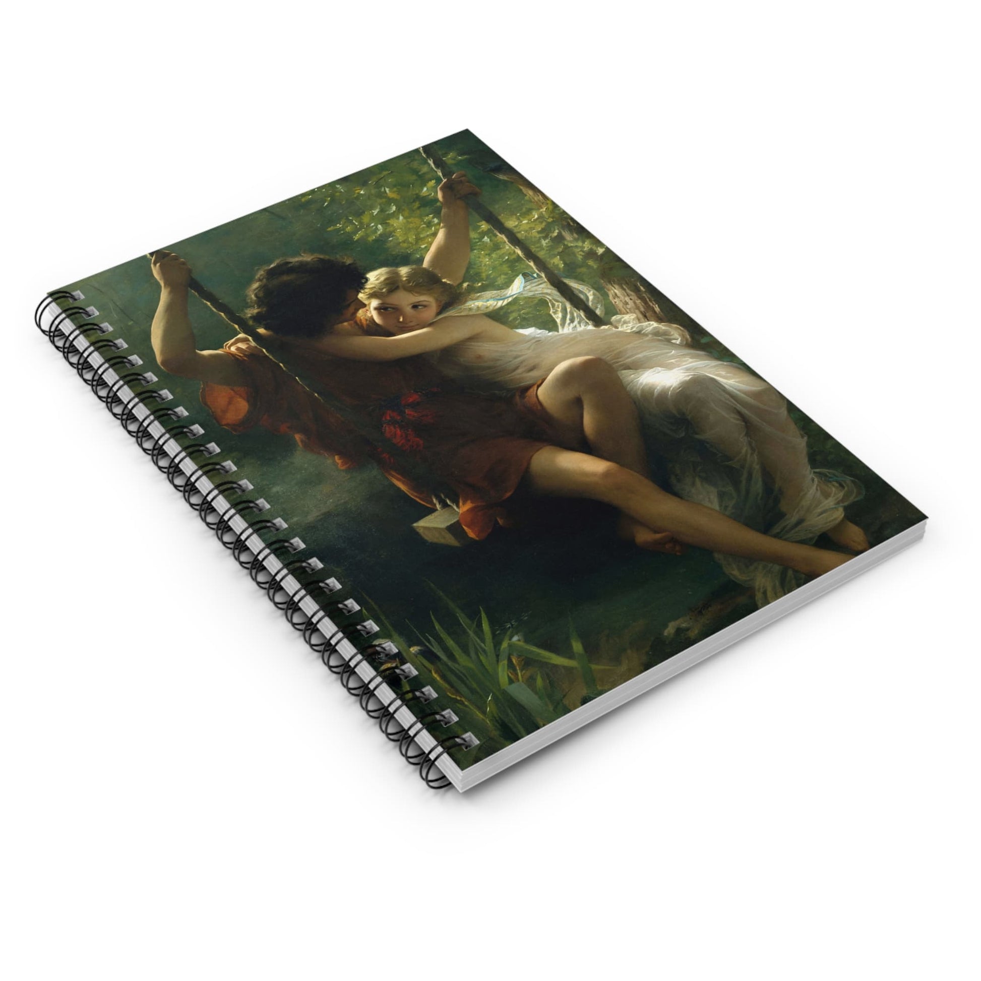 Lovers on a Swing Spiral Notebook Laying Flat on White Surface