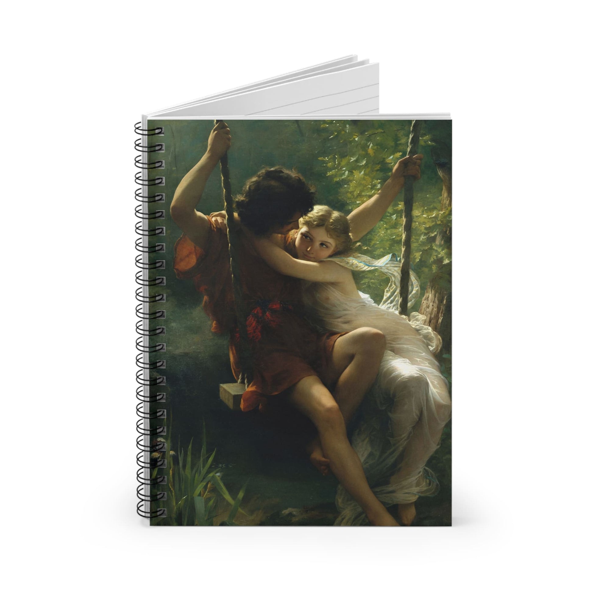 Lovers on a Swing Spiral Notebook Standing up on White Desk