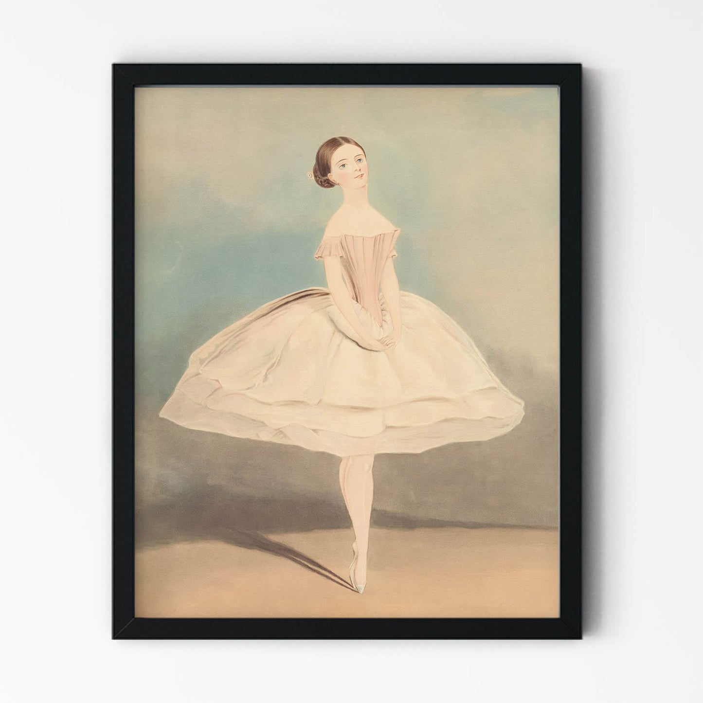 Minimalist Ballet Art Print in Black Picture Frame